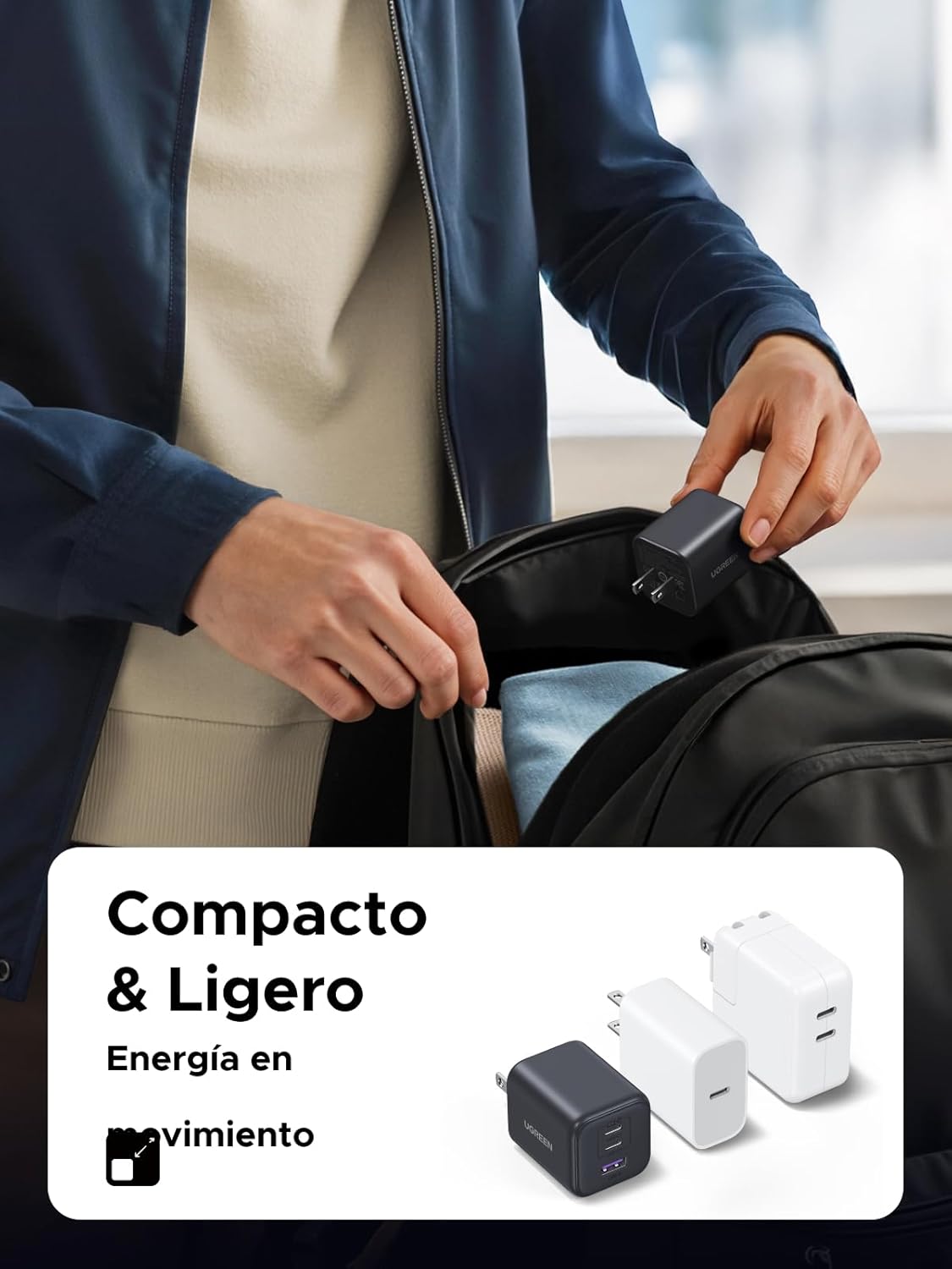 UGREEN 45W Cargador USB-C PD — 3 Puertos | Carga Súper Rápida