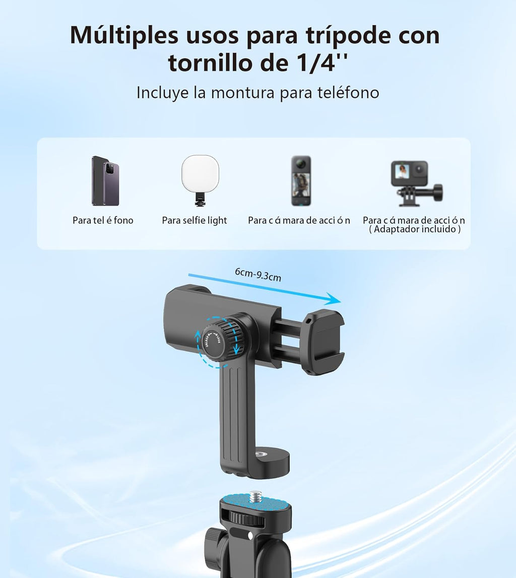 Tripié 173 cm para Celular + Selfie Stick + Control Remoto