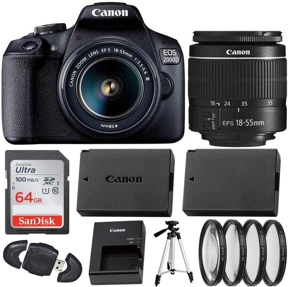 Canon EOS 2000D (Rebel T7) + Lente 18-55mm