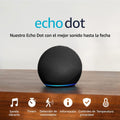 Echo Dot (modelo más reciente): bocina Alexa con sonido vibrante, ideal para recámaras, comedores y oficinas (negro)