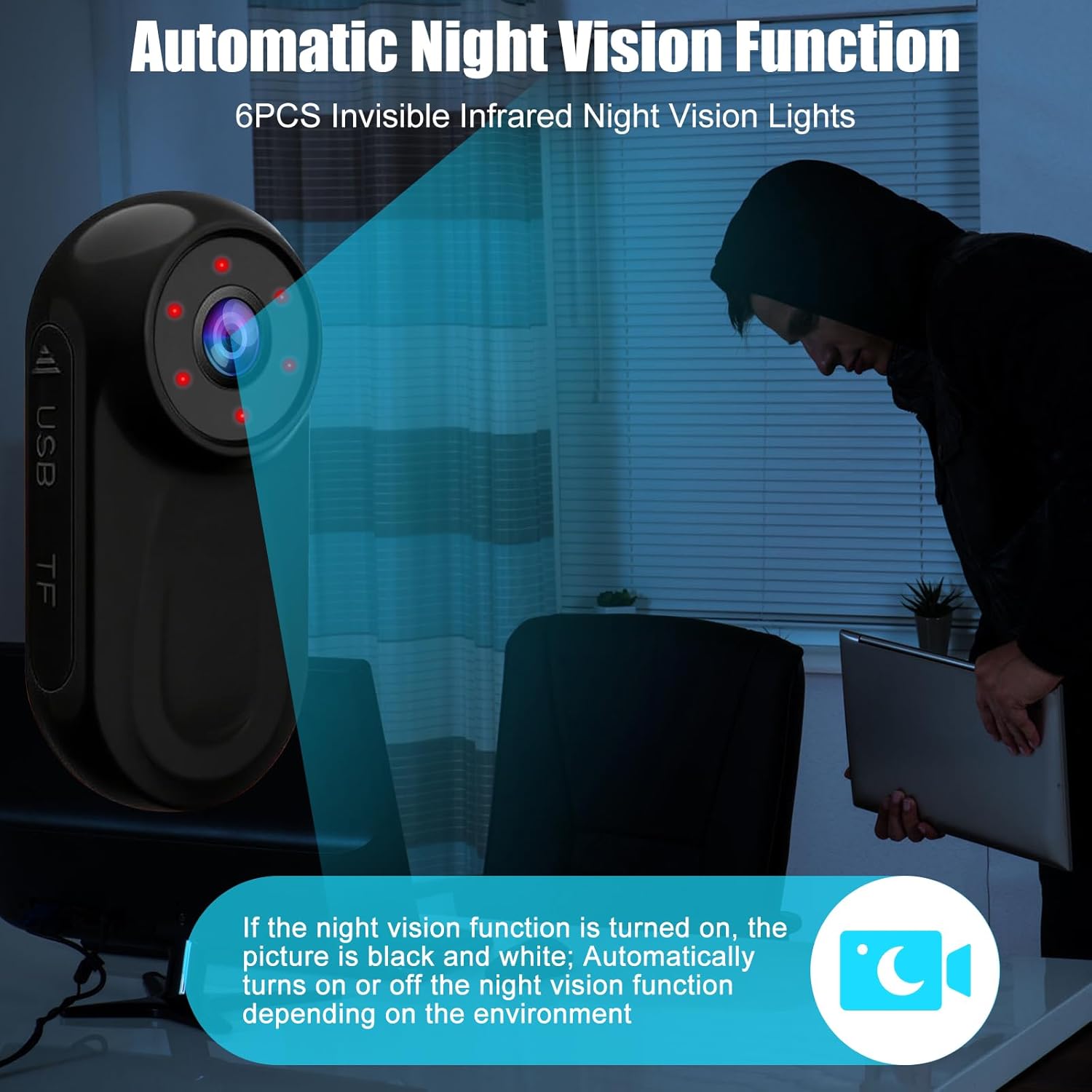 Mini Cámara Deportiva 1080P con Visión Nocturna